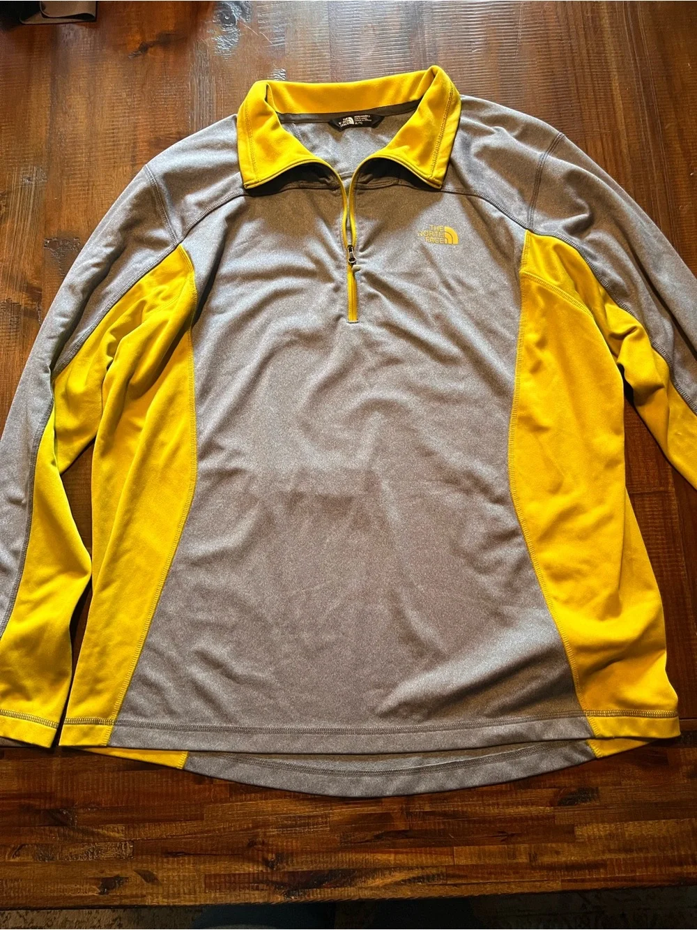 The North Face Men’s Gray and Yellow Half-Zip Performance Pullover